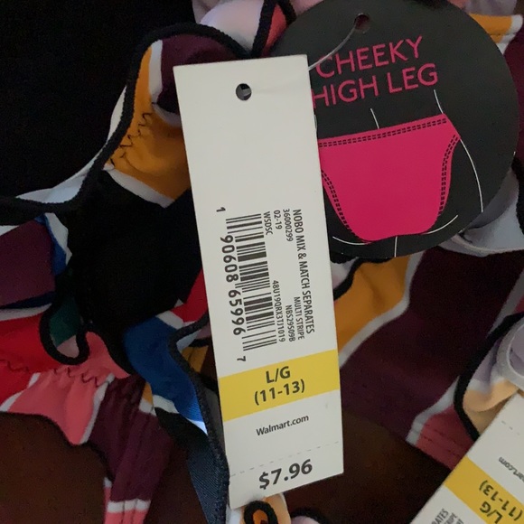 BOGO ❤️ NEW No Boundaries Striped Bikini Large 11-13 - Picture 8 of 9